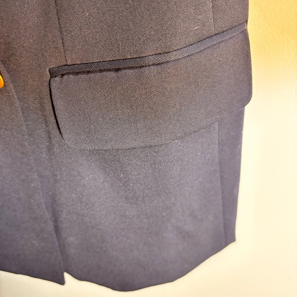 AQUASCUTUM Sz 6 Double-Breasted Blazer with Gold Buttons Shoulder Pads 100% Wool - Picture 7 of 14